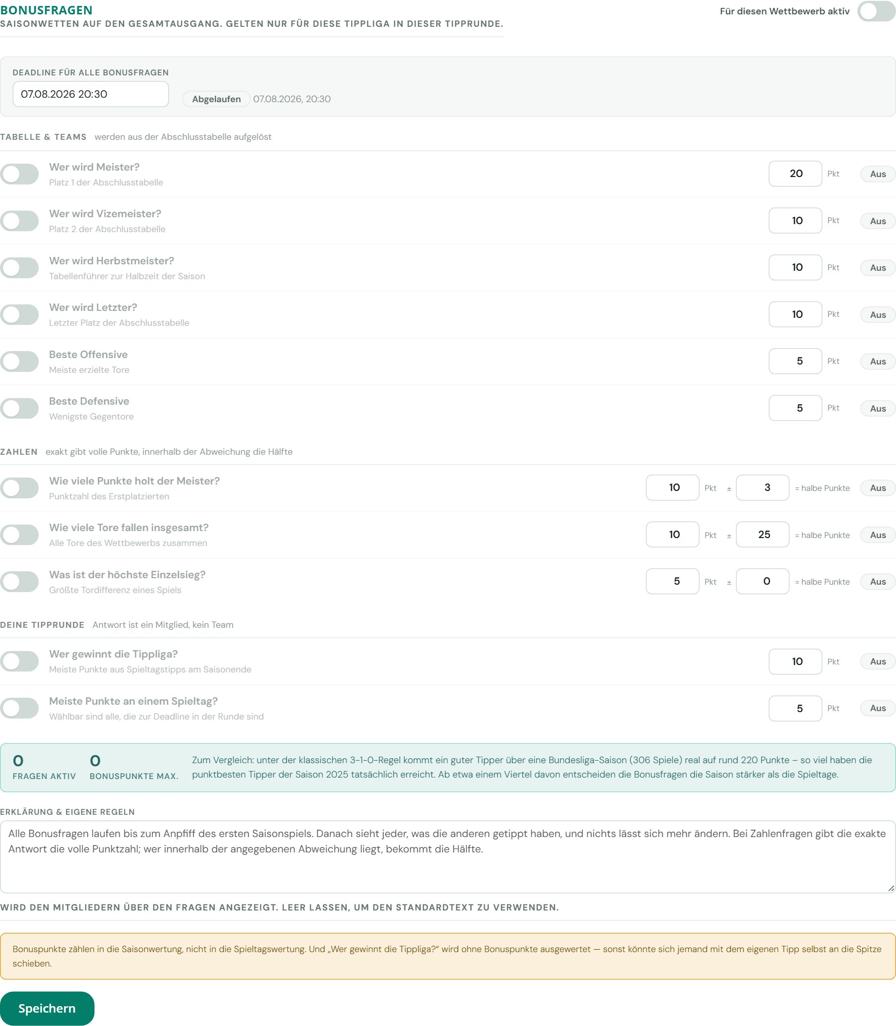 Setting up bonus questions