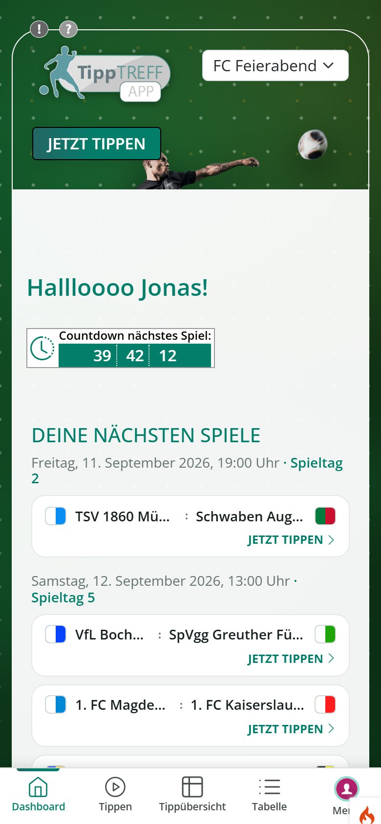 Dashboard on the phone with the bottom navigation