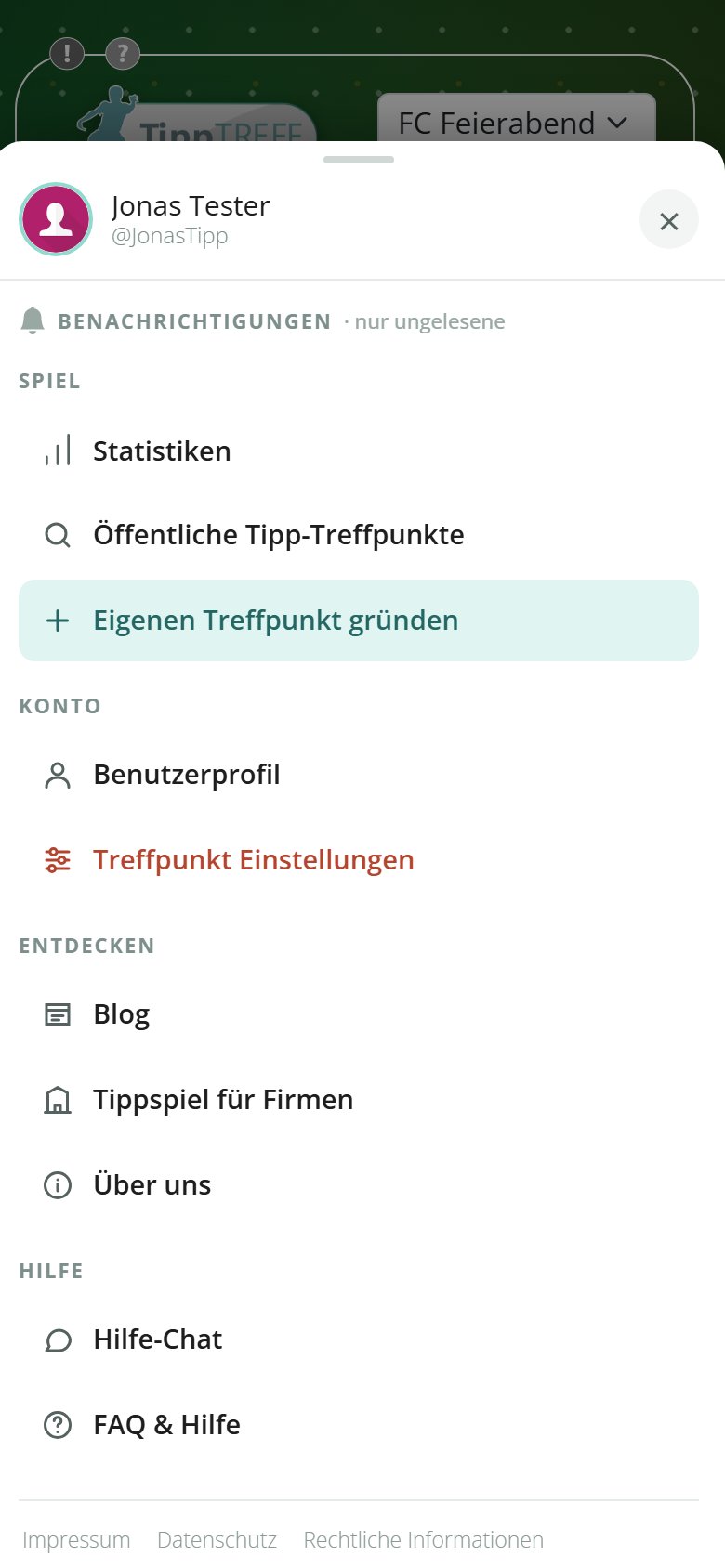 Menu as a sheet on the phone